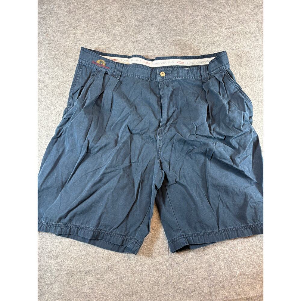 Vintage 90s Tommy Bahama Chino Shorts Men 34 Blue Pleated Golf Beach Classic
